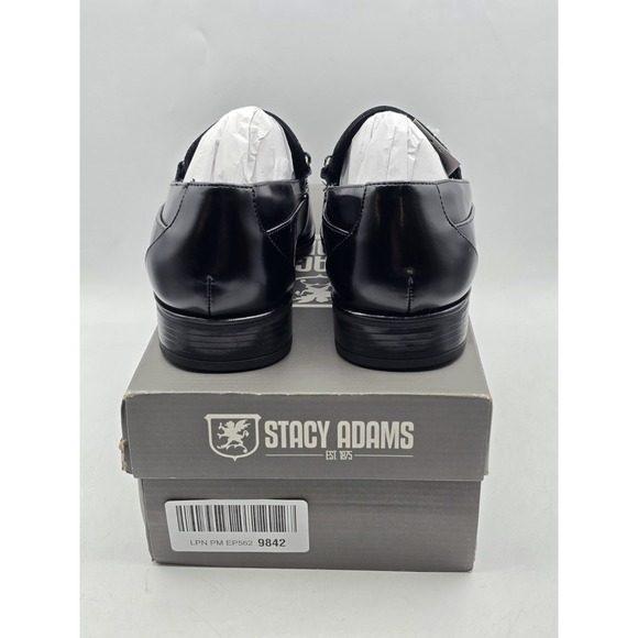 Men's Stacy Adams Aberdeen Moc Toe Saddle Slip On Dressy Shoes Black Sz 9 W Wide - Picture 6 of 14